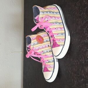 Converse Kid 1.5 High-Top Sneaker  Pink & Yellow Girl School Excellent Condition